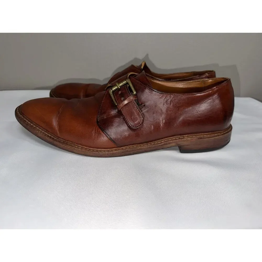 Allen Edmonds Lubbock Brown Leather Monk Strap Size 14 D